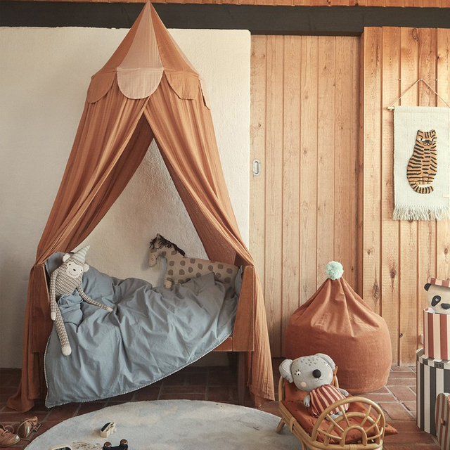  Princess Bed Canopy for Kids Boys Children Round Dome Hanging House Decoration with Frills
