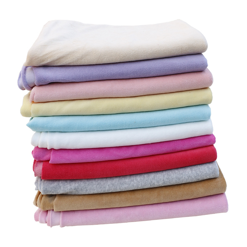 Factory Stock Cvc Cotton Velvet Fabric, Knitted Velvet Sportswear Fabric, Elastic Weft Weave Imitation Cotton Fleece Fabric