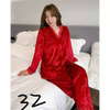 Wholesale Women Lace Autumn and Winter Warm Gold Diamond V-Neck Velvet Long-sleeved Trousers Two-piece Pajamas