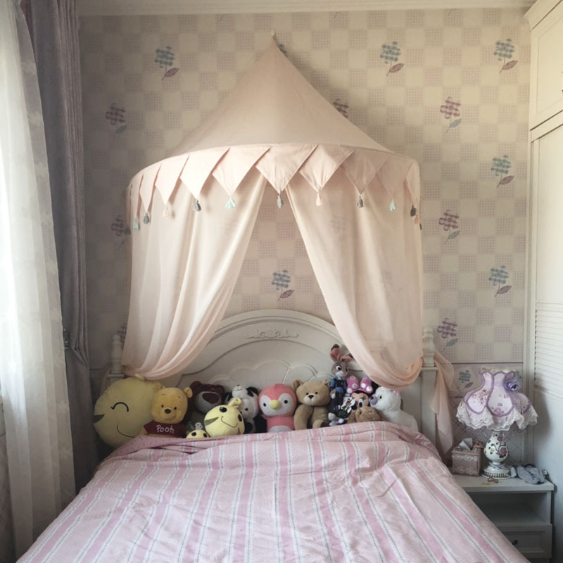 Nattey Bed Canopy with Lights Bed Canopy Curtains for Girls Toddler Bed 