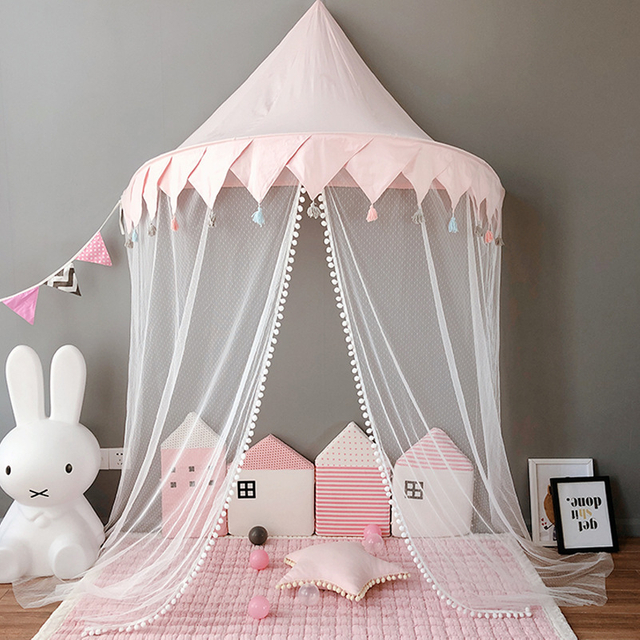 Nattey Bed Canopy with Lights Bed Canopy Curtains for Girls Toddler Bed 